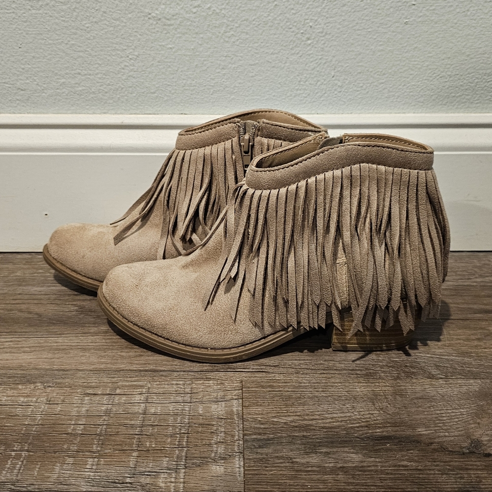 J. Adams Fringed Taupe Booties